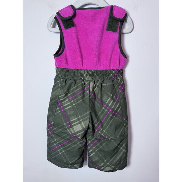 Columbia Omni Shield baby Snowsuit Pants Bibs Pink Green zip adjustable 12 Month - Picture 7 of 11